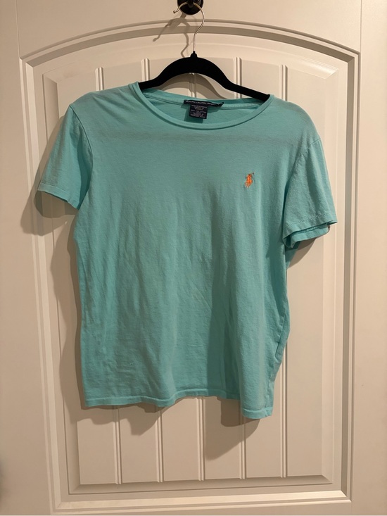 Ralph Lauren Tops - Ralph Lauren Short-Sleeve Crew Tee in Aqua with Orange Pony